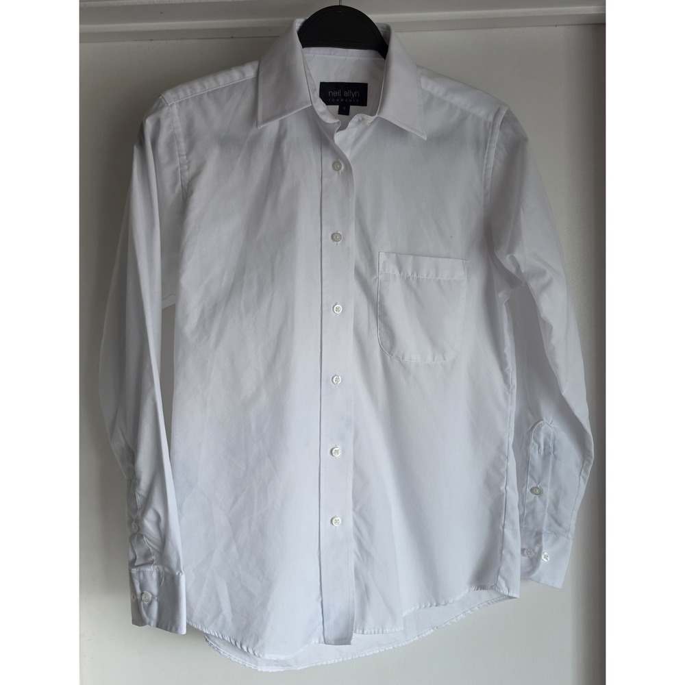 Neil Allyn Women's Button-Up Shirt Size 4 White Solid Formal Collared Top